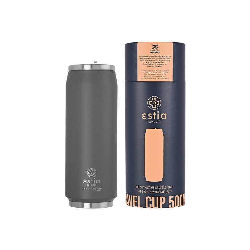 Estia Travel Cup Save The Aegean Ποτήρι Θερμός 500ml Fjord Grey (01-9441)